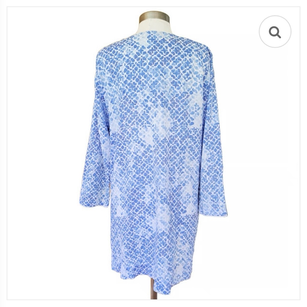 Oscar de la Renta Embroidered Caftan Tunic Dress Coverup Resort Blue Sleep Small - Picture 4 of 10